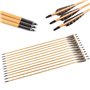 TY Archery Lot de 12 flèches en bois de 32 pouces avec plumes naturelles de 4 pouces pour tir à l'arc flèches en bois de chasse 