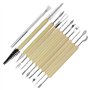 LYTIVAGEN 11Pcs Outils de Poterie Outils de Argile en Bois Carving Sculpture Tool en Bois et Acier Inoxydable Idéal pour Débutan