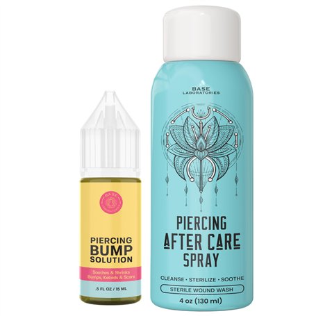 Kit Soin Pour Piercing Base Labs | Huile Chéloïde Perçante (15ml) plus Spray De Soin Piercing (120ml) | Accélérer La Cicatrisati