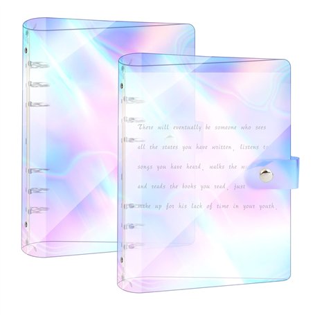 2 Pcs Couverture de Reliure A5 à 6 Anneaux Couverture de Protection pour Carnet de Notes A5 PVC Souple Transparent Rechargeable