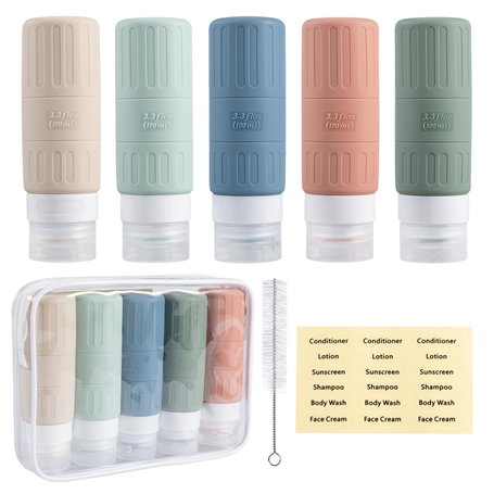 Carehabi 5 Pièces Flacon Voyage Silicone 100ml Avion