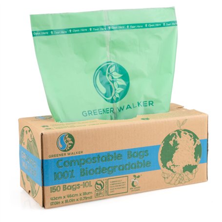 Greener Walker 100% compostable 10L Poubelle les aliments cuisine Waste Bags-150 sacs