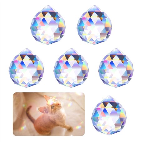Pendentif en Cristal Transparent 6 Pcs Prisme à Facettes Prisme de Cristal Pendentif en Cristal Sphérique Aipaide Boule de Prism