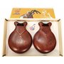 Rockmusic Lot de 6 Castagnettes, Instruments de Percussion à Main en Bois Couleur Café sans Housse 105 – 6 Fleurs