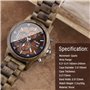 Emibele Montre en Bois pour Homme, Montre de Mode à Quartz, Chronographe avec Affichage de la Date, Montre Lumineuse Légère Fait