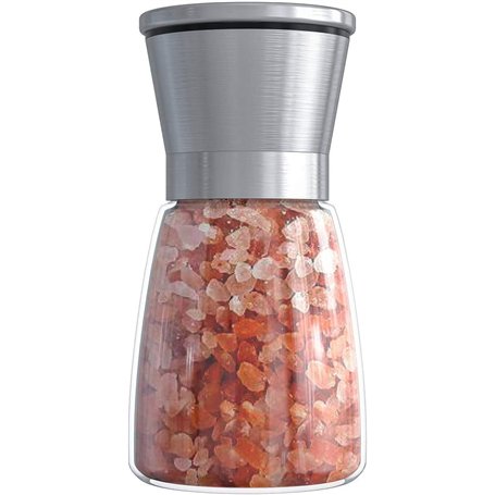 Moulin à poivre en acier inoxydable avec corps en verre Broyeur manuel en céramique réglable Broyeur à épices pour herbes Convie