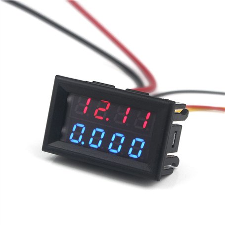 Taikuwu 0.28"4 bits DC0-100V 10A Voltmètre Ampèremètre Bleu + Rouge LED Amp double Voltmètre Jauge