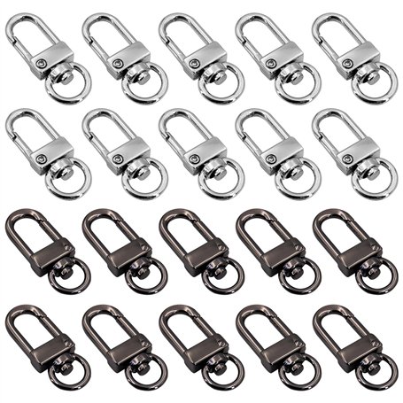 Lot de 20 Mousquetons Pivotants en Alliage de Zinc