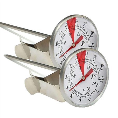 INRIGOROUS Lot de 2 thermomètres à lait en acier inoxydable avec clips et sonde pour café