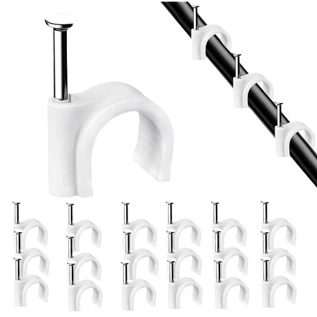 HEKOBAG 800 Pièces Câble Clips Rond avec Clou en Acier