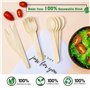 NEEDFULON 150 pièces ensemble de couverts jetables en bois écologiques biodégradables et compostables, cuillères profondes, four