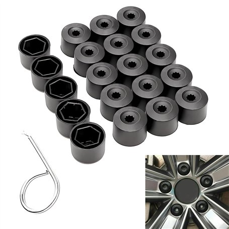 VBGURR Lot de 20 Cache-écrous de Roue de 17 mm avec Outil de démontage Crochet intérieur Hexagonal pour Cache-écrous de Roue VW