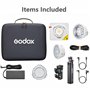 Godox ML100R Kit3 Lampe vidéo LED RVB avec chargeur de batterie BG-02, réflecteur de lentille interchangeable 15° et 36°, 1800-1