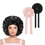 Guyode 2 Pièces Bonnet Satin Cheveux Nuit avec Bande Elastique pour Femmes Doux et Confortable