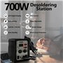 Station de soudage à air chaud, station de dessoudage 700W, Station de dessoudage 2 en 1 Rework Station fer à souder avec, pour 