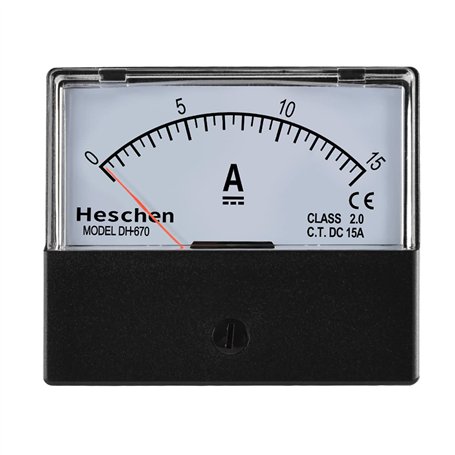 Heschen rectangle Panneau monté courant Mètre testeur Ampèremètre Dh-670 DC 0–15 A Classe 2.0