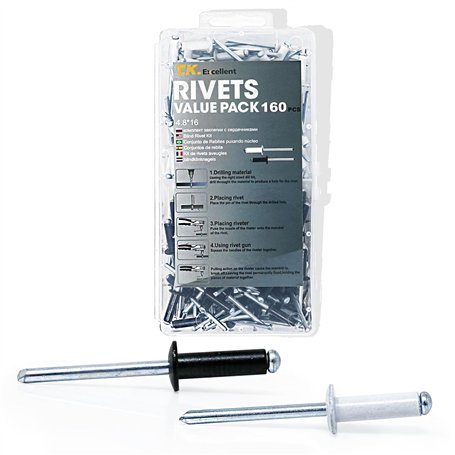 T.K.Excellent Rivet noir-Rivet blanc-Lot de 160 rivets pop en acier aluminium avec petite tête Noir et blanc M4