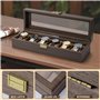 Lonian Bois massif montre Box, boîtier de montre pour homme 5 emplacements de rangement en bois Organiseur de boîtier de montre 