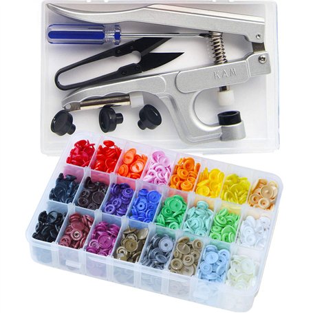 360pcs T5 Bouton Pressions en Plastique de 24 Couleurs avec Outils Pince en Métal pour T3 T5 T8