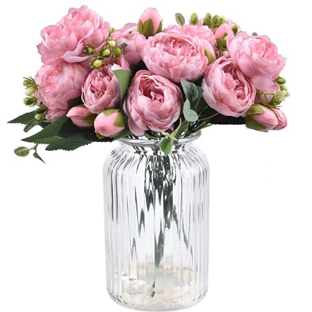 XONOR 4 Bouquets de Fleurs artificielles en Soie Pivoine Artificielle Fausse Fleur glorieuse pour la décoration de Maison Nuptia