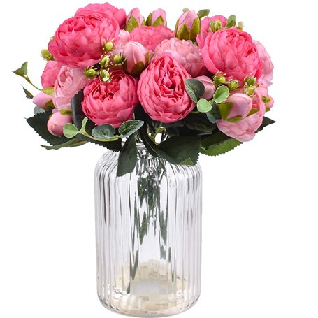XONOR 4 Bouquets de Fleurs artificielles en Soie Pivoine Artificielle Fausse Fleur glorieuse pour la décoration de Maison Nuptia