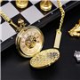 TREEWETO Montre de Poche pour Hommes Or Mécanique Squelette Cadran avec Chaîne Boîte Cadeau