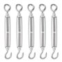 WiMas Lot de 5 tendeurs de fil à boucle tournante en acier inoxydable M8 réglables en forme de crochet et corde à œil