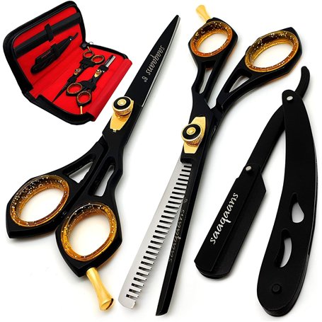 Saaqaans SQKIT Set de Ciseaux Coiffure Professionnel - Haute Qualité Ciseaux de Coiffeur - Perfectionnez pour la Coupe de Cheveu