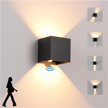 LED 12W Applique Murale intérieur/Extérieur avec Détecteur de Mouvement