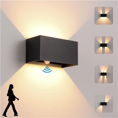 Applique Murale intérieur/Extérieur avec Détecteur de Mouvement，LED 24W Moderne Luminaire Murale