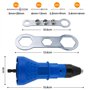 Pistolet à rivet pour perceuse sans fil électrique - Outil de rivetage sans fil - Adaptateur d'écrou - Avec 3 têtes convertibles