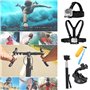 Kit d'Accessoires 5 en 1 pour Camera Action, Harnais Poitrine Fixation Bandeau, Perche à Selfie Compatible avec GoPro Hero 13 12