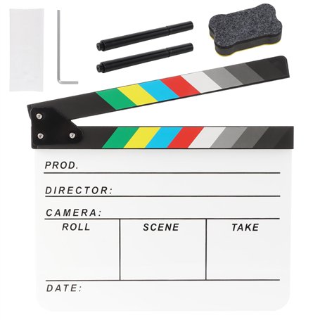 Ribvane Clap en acrylique pour réalisateurs de films - Photographie vidéo - Scène d'action - Avec une gomme magnétique pour tabl