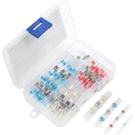 VOARGE Lot de 50 connecteurs à souder thermorétractables étanches - Connecteurs thermorétractables - Bornes de connecteurs à sou