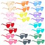 WANDGU Lot de 24 paires de lunettes de soleil en forme de cœur - Couleurs fluo - 12 couleurs - En forme de cœur - Transparentes