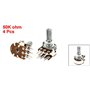 sourcing map 4pcs 50K Ohm Linéaire Double Potentiomètre Cône Rotatif 20 mm Arbre B Type