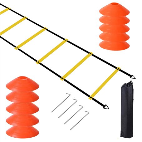 OYE Ensemble d'entraînement et d'agilité 6M échelle de 10 marches pour la vitesse avec 10 cônes et 4 piquets