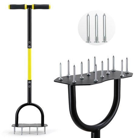 Jardineer Aérateur de pelouse à pointes - Aérateur de gazon Safe-Step avec pointes de rechange - Aérateur manuel de pelouse pour