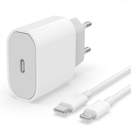 Chargeur Rapide USB C 20W avec Câble USB C vers Lightning 1m Certifié MFi pour iPhone 14/14 Pro/14 Pro Max/14 Plus/13/12/11/SE/X