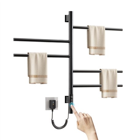 ESOP Sèche-Serviettes Électrique avec 5 Barres Porte-Serviettes Chauffant Pivotant à 180 °