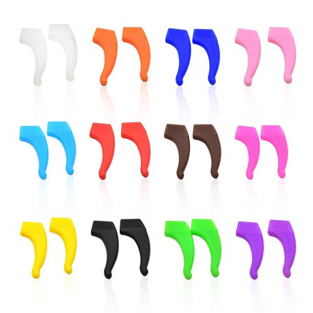 COACOM 12 Paires d'Embouts de Branches de Lunettes Colorés - Accessoires Antidérapants en Silicone - Crochets et Coussinets d'Or
