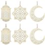 ANCLLO 2 ensembles 6 pièces pendentif en bois ornement Ramadan Kareem décoration lune étoile vent lumière forme pendentif orneme