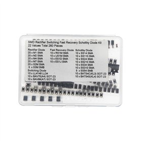 22 Valeurs Total 260 Pièces SMD Diode de redressement rapide + Diode de récupération + Diode Schottky + Diode de commutation Kit
