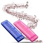 Jzhen 2Pcs Harmonica Enfants, Instrument À Vent Harmonica dans Jouet Harmonica 10 Trous en Plastique, Bleu et Rose