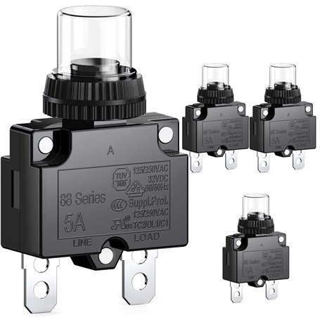 CLDIY Disjoncteur 5 A avec protection thermique contre les surcharges 88 Series Manuel Push Button Reset avec bornes à connexion