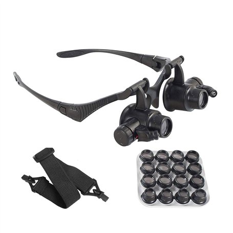 Lunettes de bijoutier à Verre loupe grossissant avec éclairage LED - pour réparation de Montres - 8 Verres interchangeables : 2