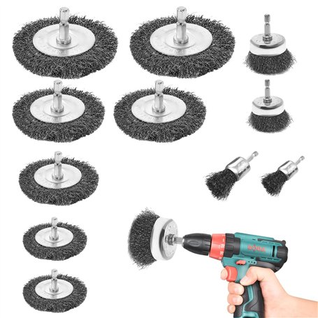 12 Pièces Brosse Métallique pour Perceuse