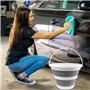 Maxentico Bassine Pliable(Gris), Seau Lavage Voiture 10L pour Le Nettoyage Domestique, Portable Camping Plastique Sceaux, Retrac