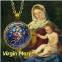 Collier avec pendentif en forme de dôme en verre Vierge Marie et enfant Jésus Christ, Zinc