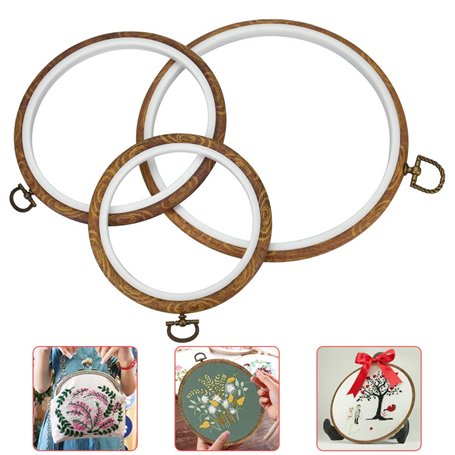 PERFETSELL Lot de 3 Cadres de Broderie au Point de Croix - Différentes Tailles - Rond en Plastique - Mini Anneau - Pour Producti